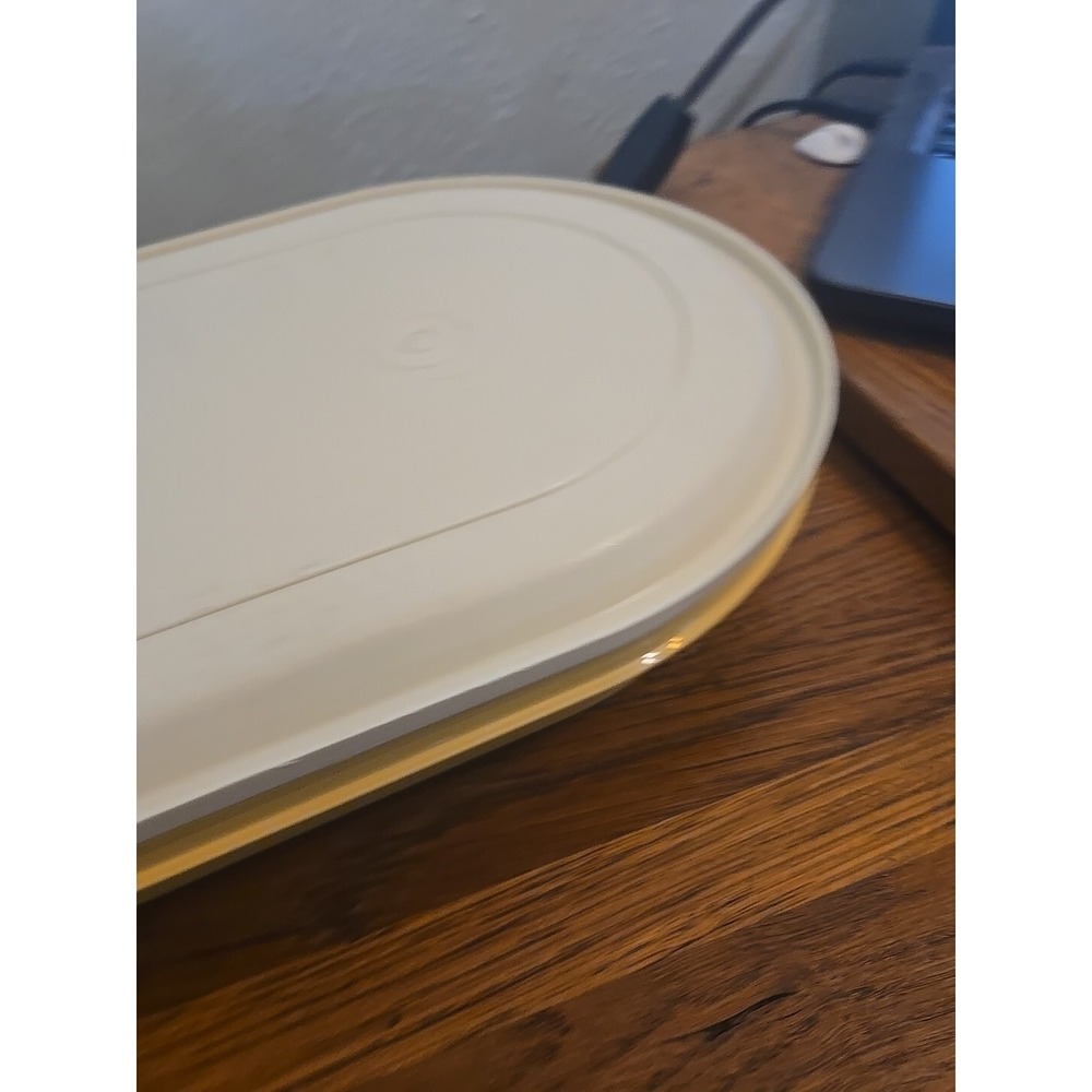 Vintage Tupperware Harvest Gold And Almond Server/Keeper 2 Pc. Set Hot/Cold - Picture 3 of 4